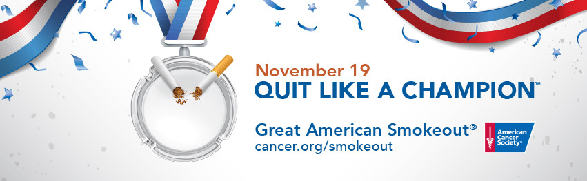 November 19 Quit Like a Champion, Great American Smokeout Banner